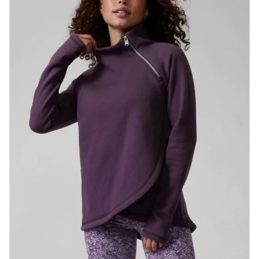 Athleta Cozy Karma Asym Pullover in Purple Size Small